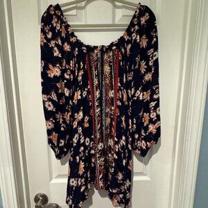 EUC PLUS SIZE 3XL A-LINE LIGHTWEIGHT FLOWY BALLOON SLEEVE TUNIC TOP